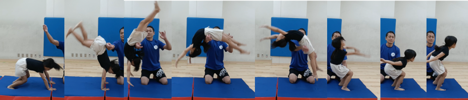 バク転、補助手にかかる負担がどんどん減ってきているMちゃん、まもなく…出来る！