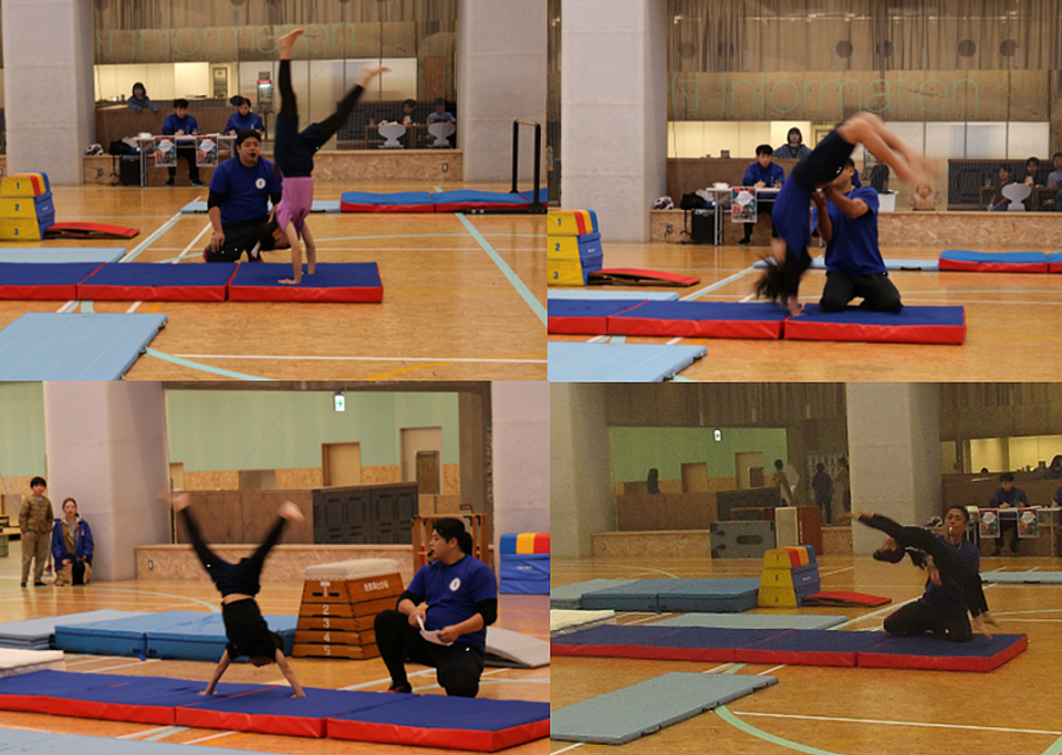 【種目：マット】基本的な前転から始まりバク転などの大技を堂々と披露してくれました！