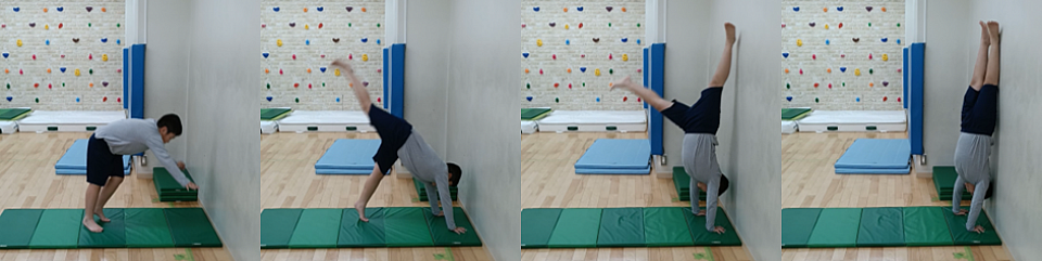 ずっと苦手で出来ずにいた壁倒立、前回レッスンで初めて成功しました。諦めずに頑張った結果の成功、E君にとって大きな成功体験になったはず！鈴井