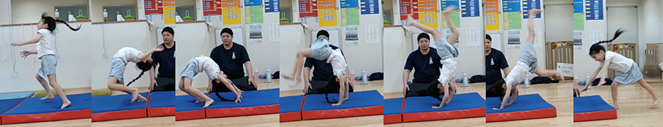 【ハンドスプリング】未完成ではありますが、確実に成長して来ています。今後の成長が楽しみな一コマでした。　藤田