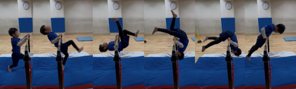 【逆上がり】新年度の幼児クラスがスタートを切りました。運動が得意なK君、きれいな逆上がりを見せてくれました。　　藤田