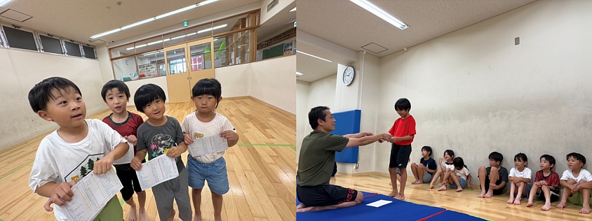 6月、久しぶりに体操教室のテストを行いました。テストが初めての子はもちろん、長く在籍してくれてる子達も大きな成長が見られました。チャレンジカードにハンコがついてない所が次の目標、次に向かってまた進んでいきます！🤸